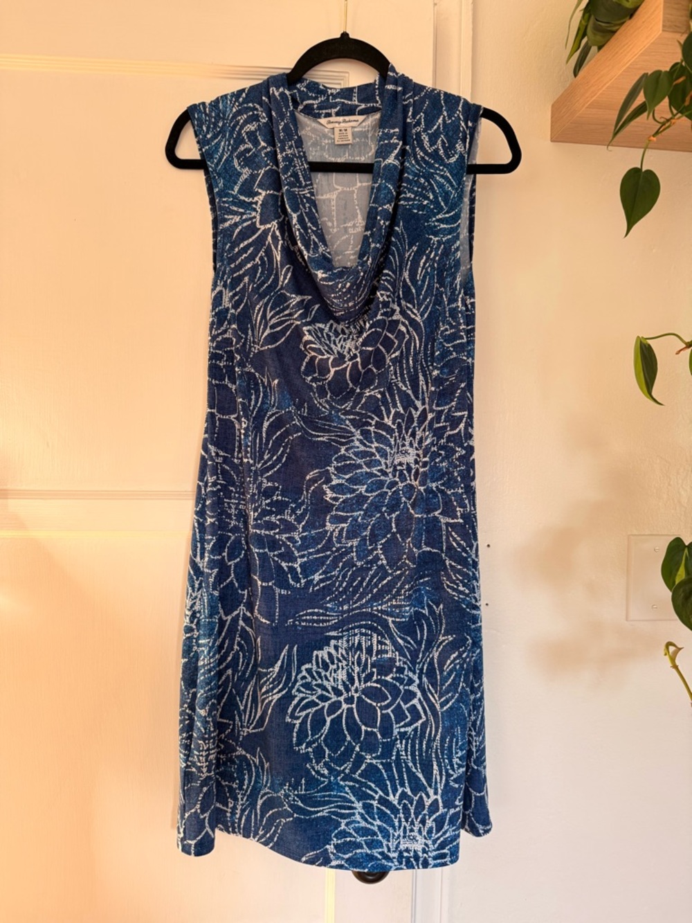 Tommy Bahama Blue Floral Cowl Neck Mini Dress